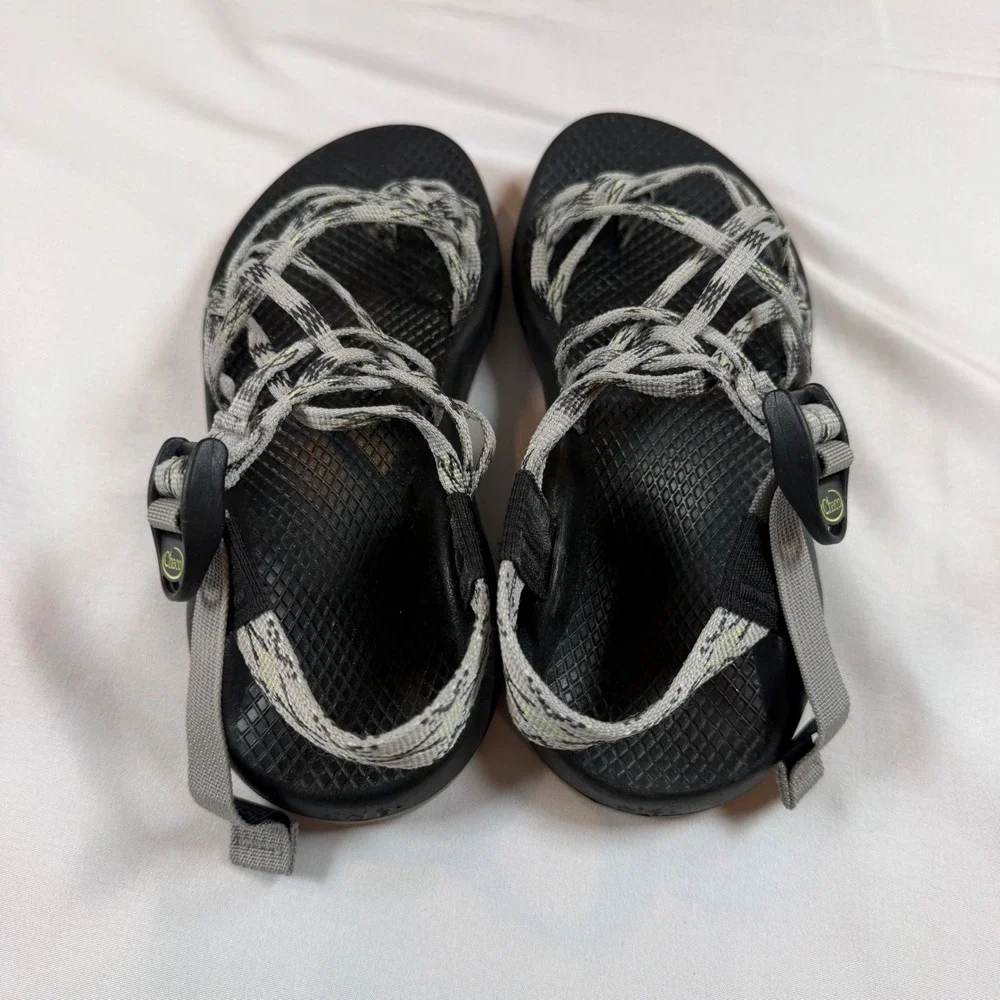 Chaco Z Cloud X2 Sandals Womens 6 Black Grey Strappy Toe Loop Hiking Outdoors